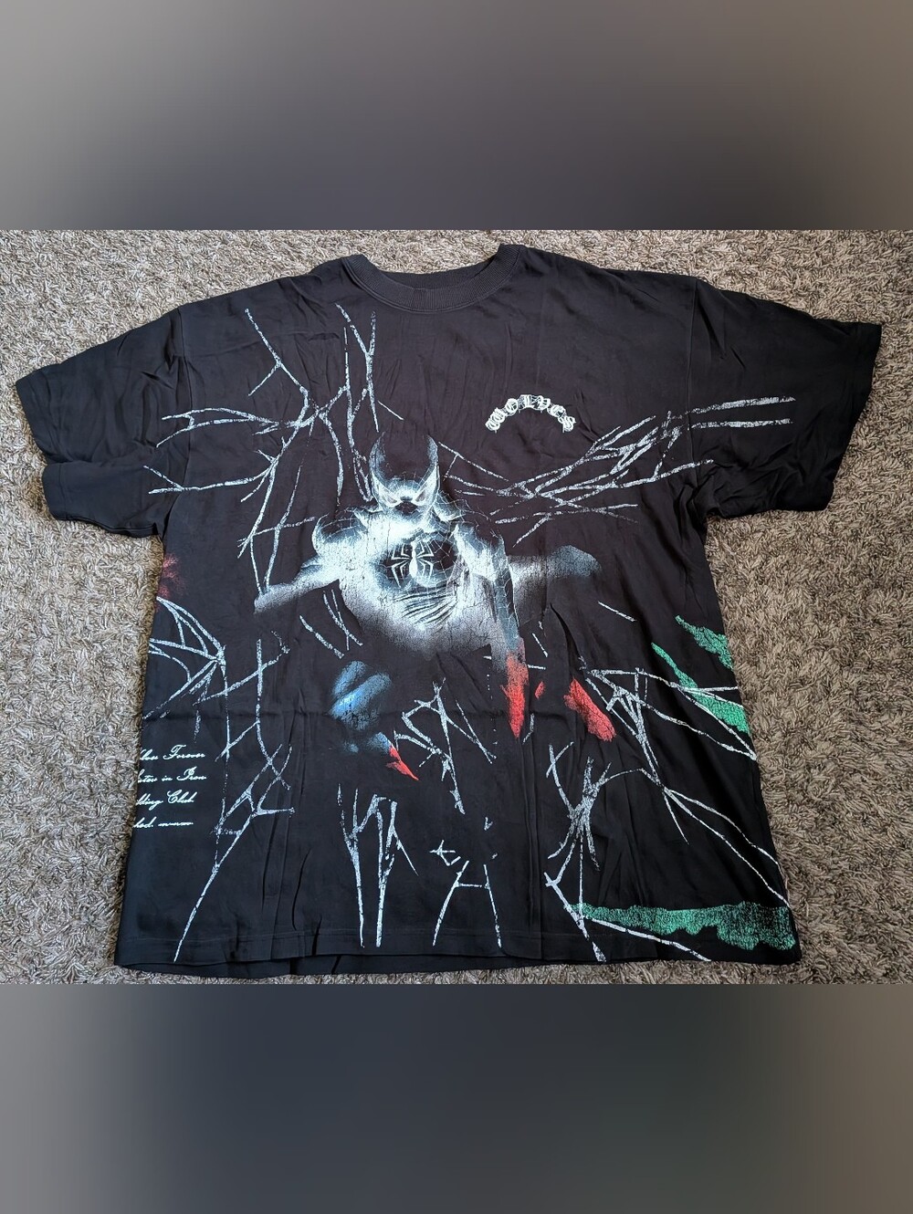 NWOT Darc Sport Marvel Spider-Man Side By Side Wolves Cotton Shirt Men's XL